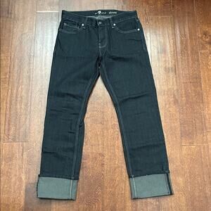 7 For All Mankind Slimmy Dark Blue Jeans with Contrast Stitching, Size 31”